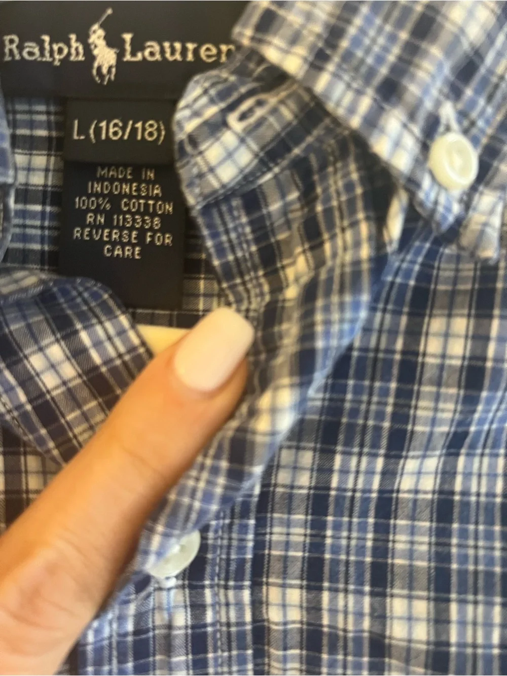 Ralph Lauren Blue Plaid Long-Sleeve Button-Down Shirt
